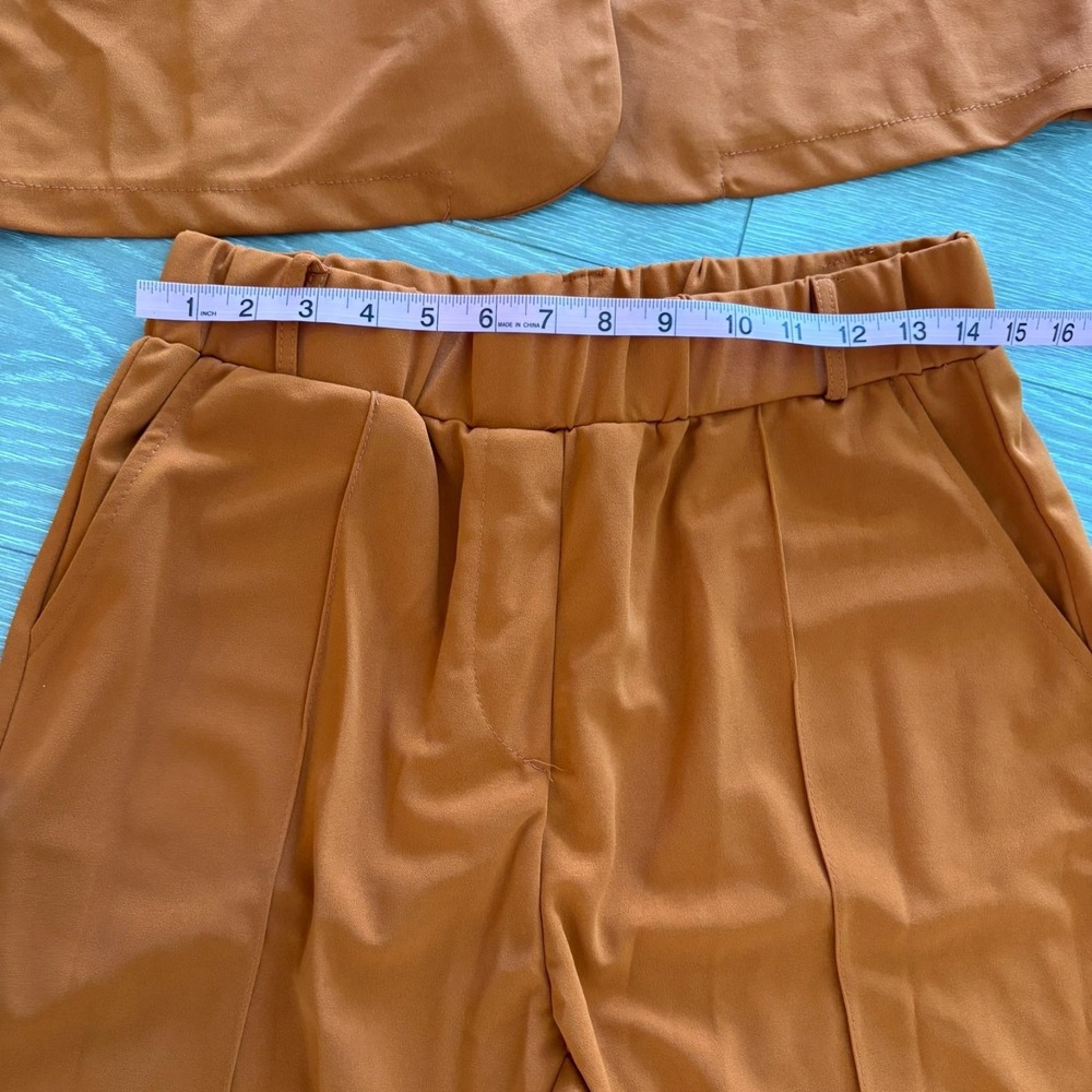 NWT Womens Burnt Orange 2-Piece Slim Fit Suit Blazer & Pants Size L - Picture 11 of 16